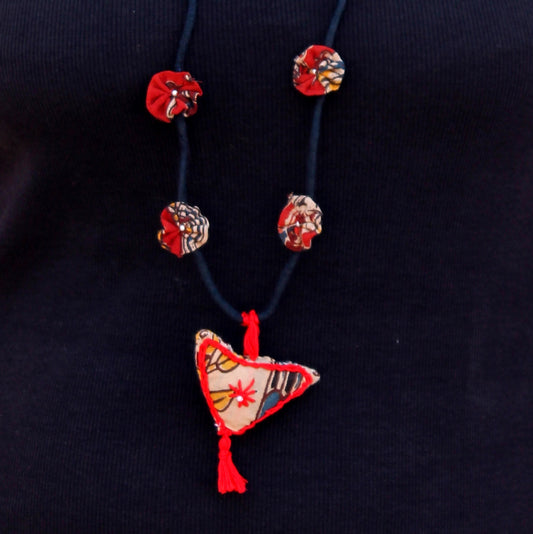 Boho bird up-cycled textile pendant necklace by bebaak