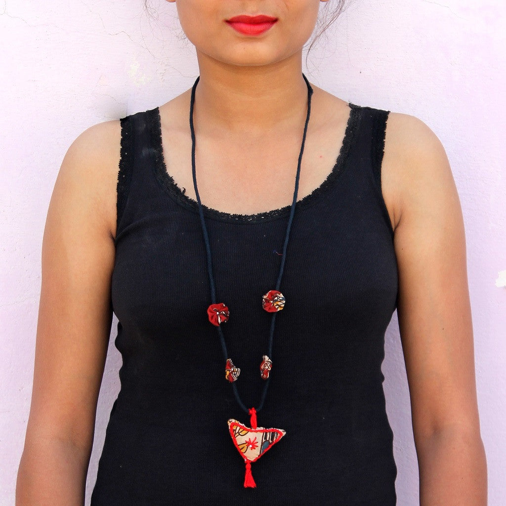 Boho bird up-cycled textile pendant necklace by bebaak